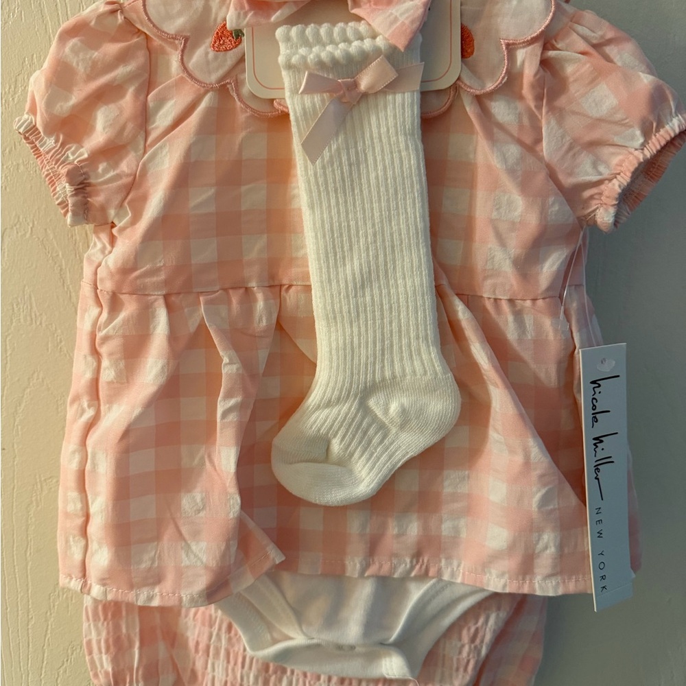 Nicole Miller Pink Gingham Dress Set